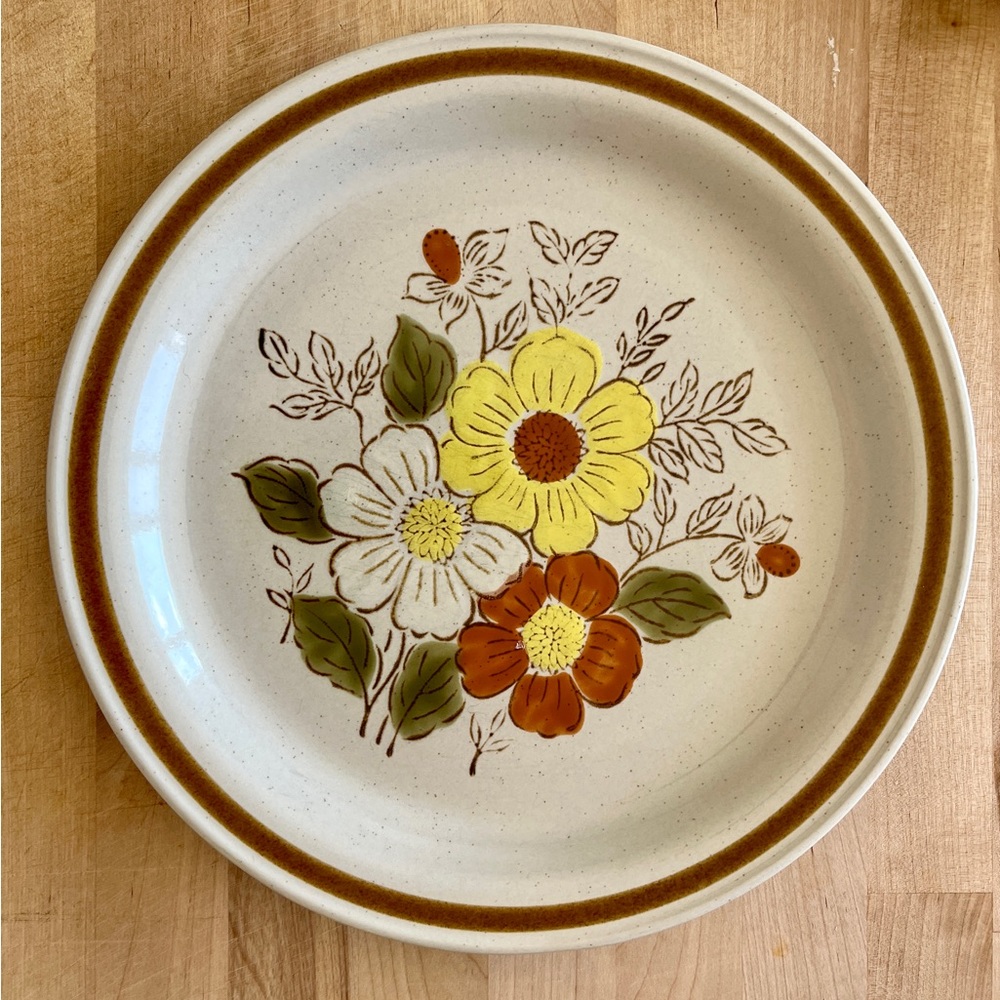 3 Vintage 1970's Old Brook Collection Stoneware 10.5 inch Dinner Plates